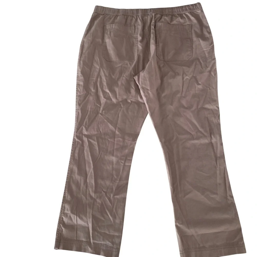 Pact XXL Organic Cotton Stretch Straight‎ Pants Taupe Elastic Waist Drawstring